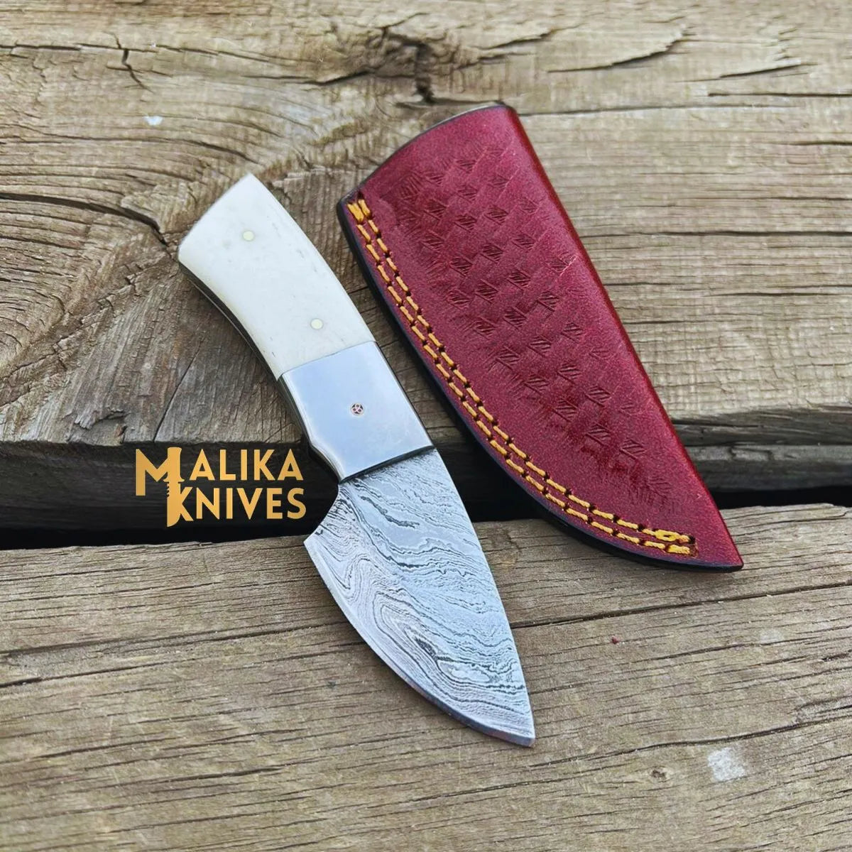 Mini Modern Tanto Skinner Knife - Camel Bone Handle for Precision Cutting & Stylish Design-0030