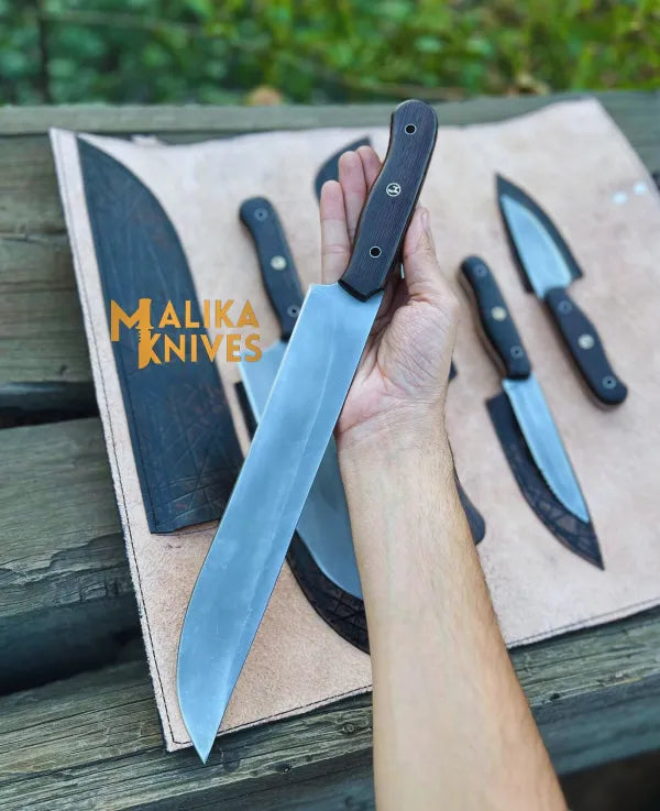 Malika Ultimate Kitchen Knife Set: Premium All-in-One Collection with Custom Leather Carrying Case - Perfect for Home Chefs & Culinary Enthusiasts-0204