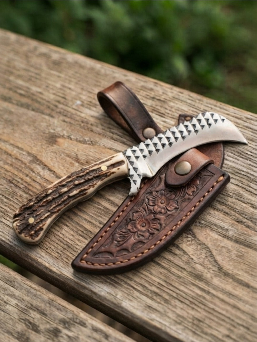 Lineman RSAP knife and tooled leather sheath