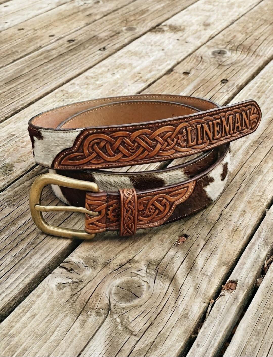 Tooled leather belt for lineman #4