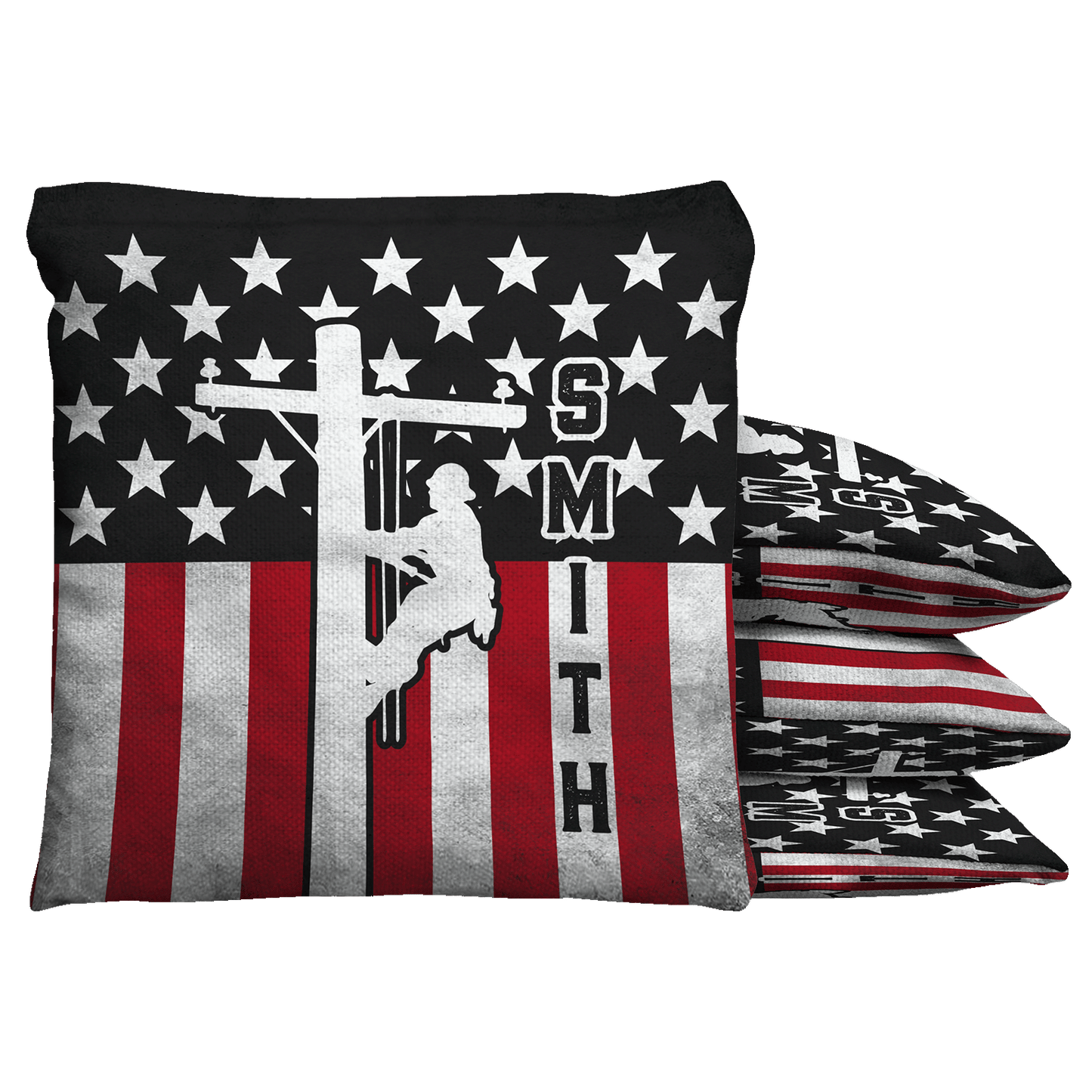 Lineman US Flag Custom Bean Bags Baggo Cornhole Bean Bag Toss Bags (set of 8)