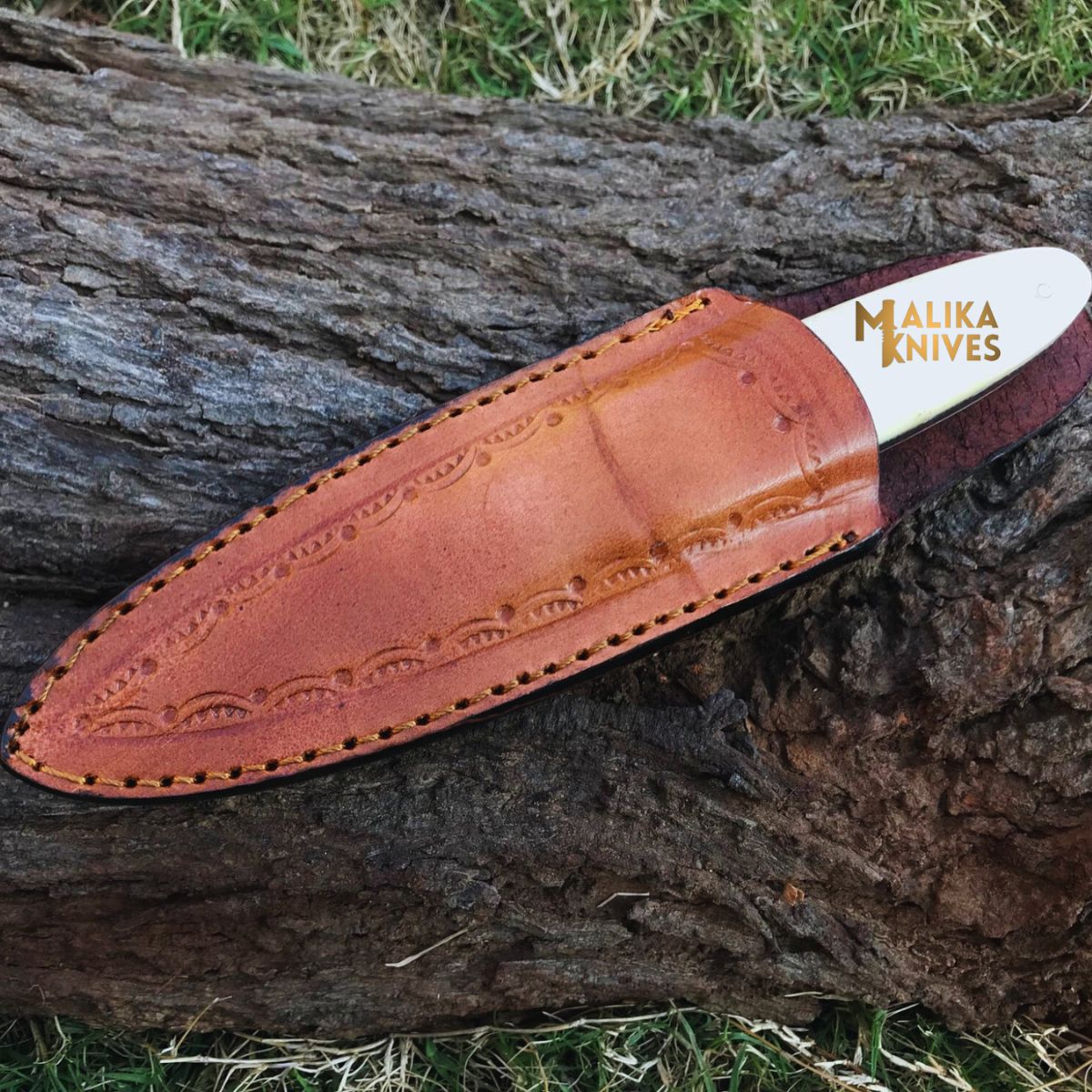 Needle Point Hunting Knife D2 Steel Camel Bone Handle