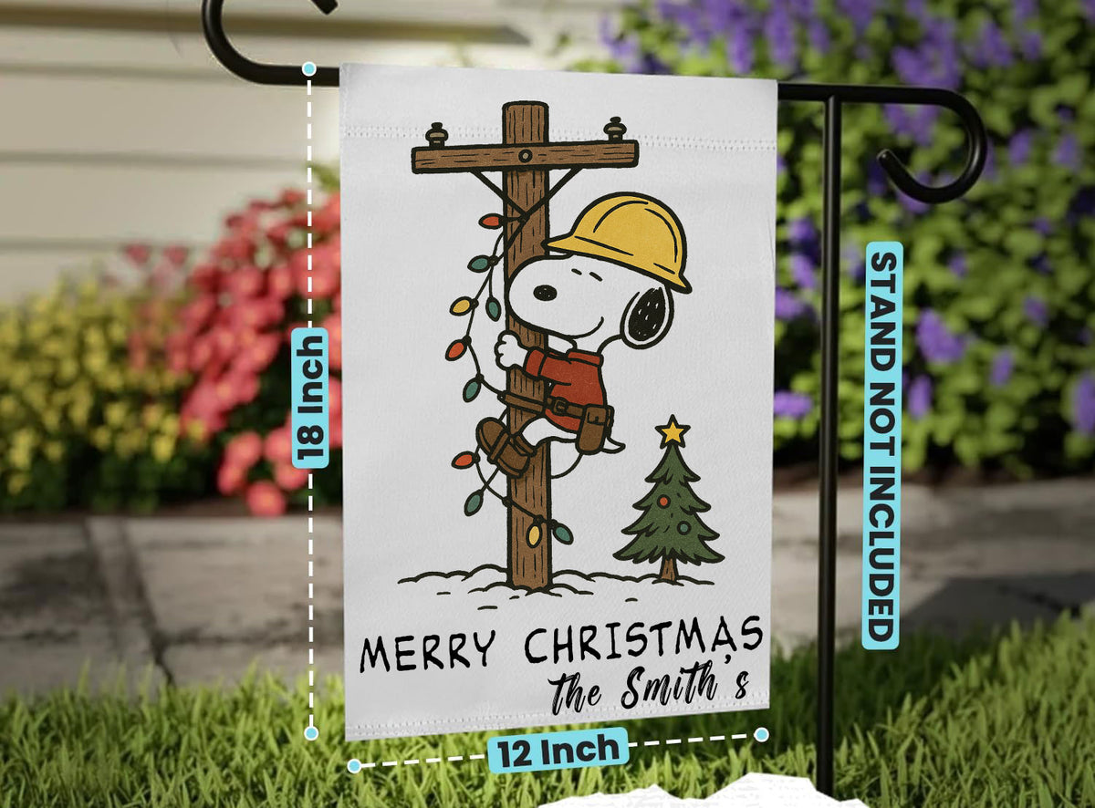 Lineman Christmas Garden Flag