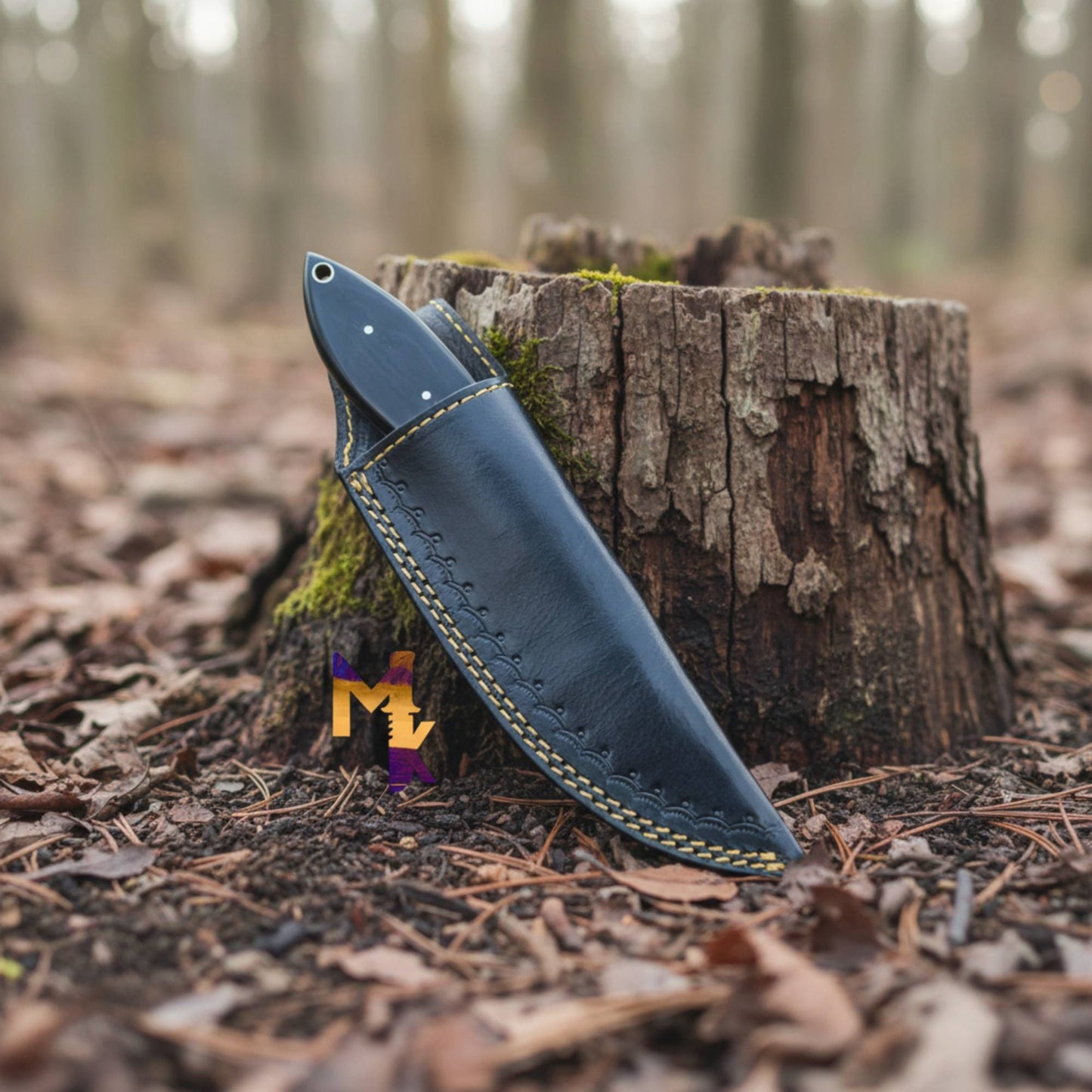 Outlaws D2 Hunting Knife Bull Horn Handle