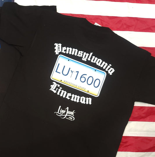 LOCAL Union LU Shirt License Plate Lineman Shirt 084