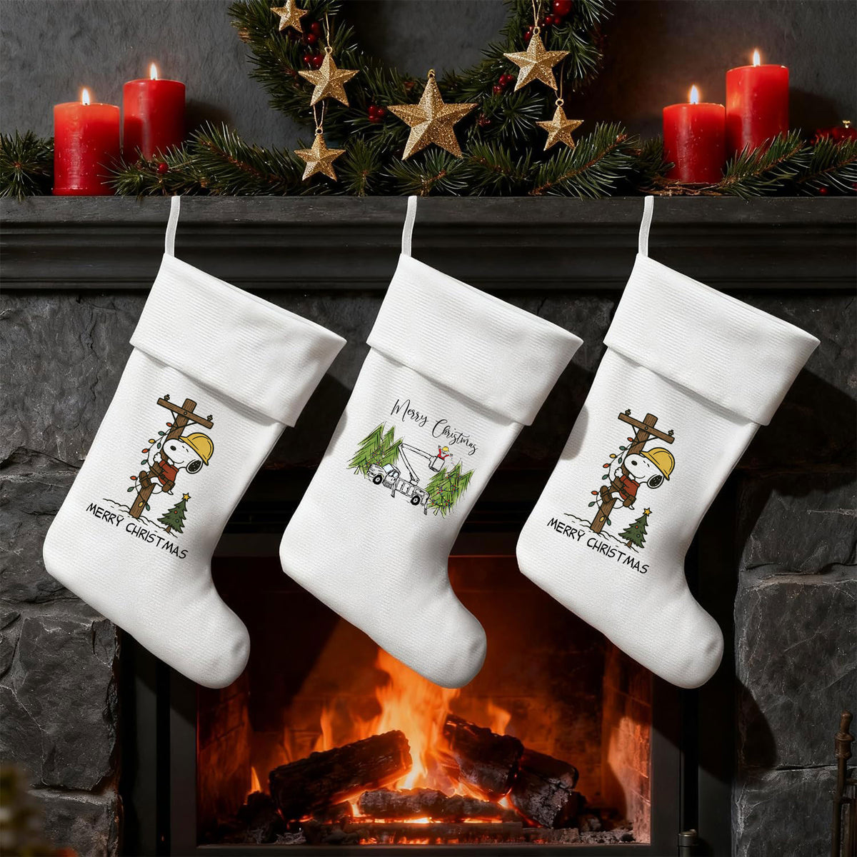 Lineman Snoopy Peanuts Christmas Stocking