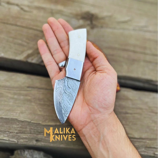 Mini Modern Tanto Skinner Knife - Camel Bone Handle for Precision Cutting & Stylish Design-0030