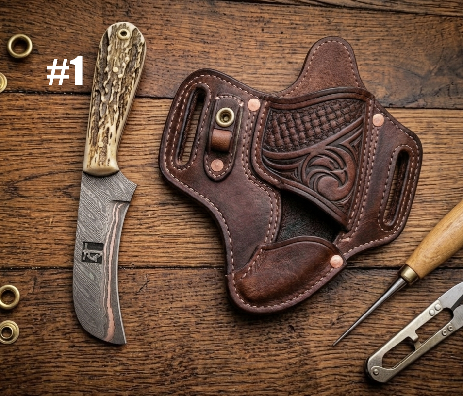 Copper Damascus Knife #2