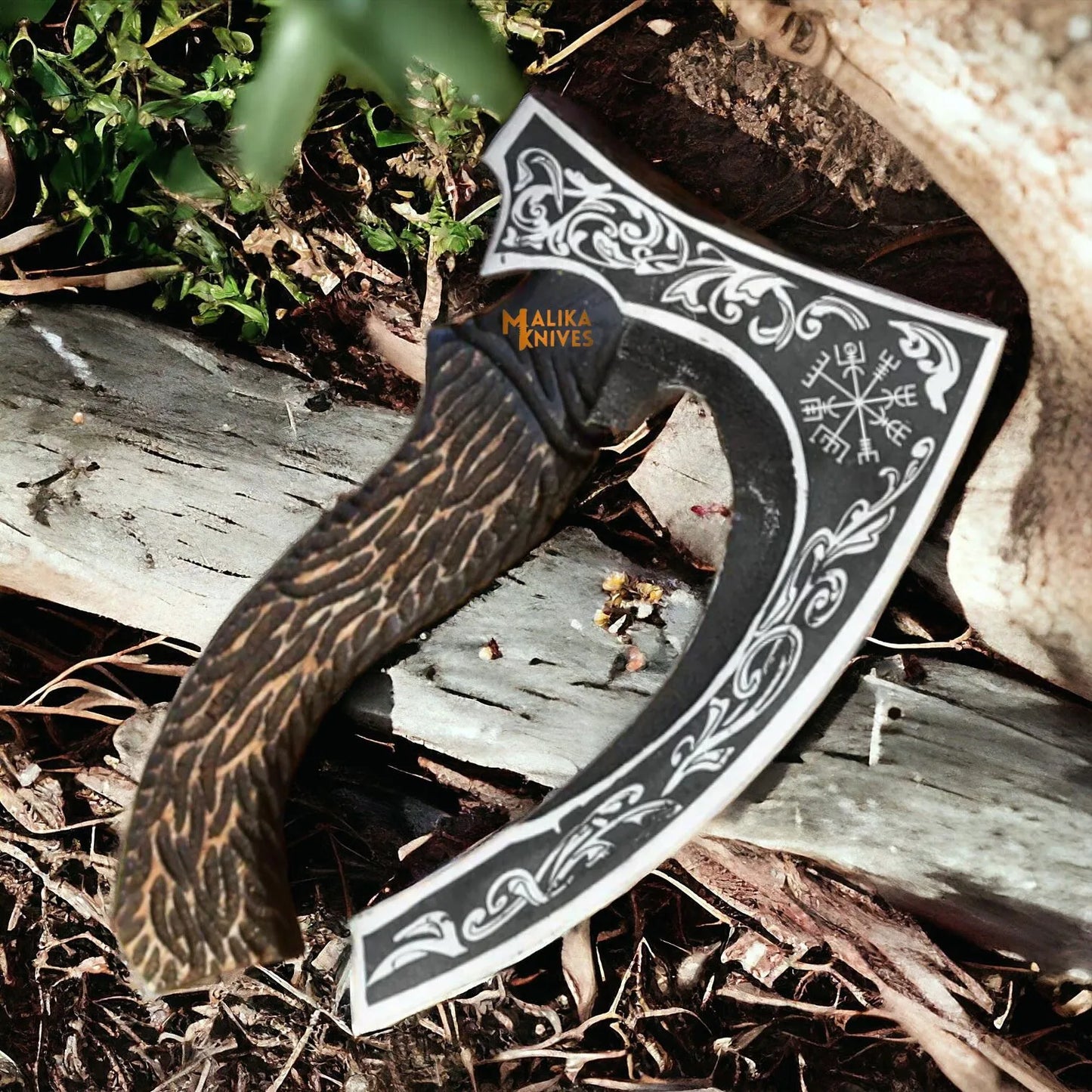 Vegvisir Viking Pizza Cutter Axe-Handforged Axe with Leather Sheath-1301