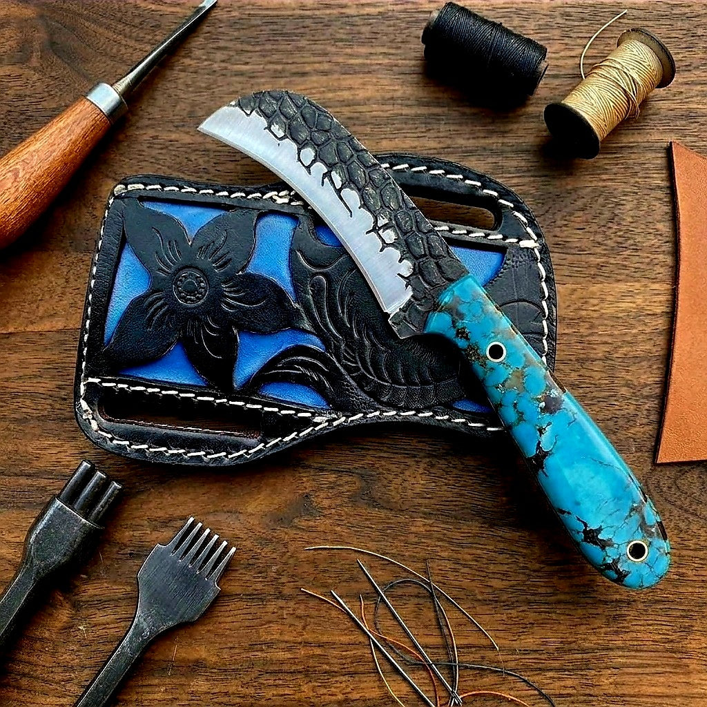 KnifeHawkbill with Leather Sheeth #040