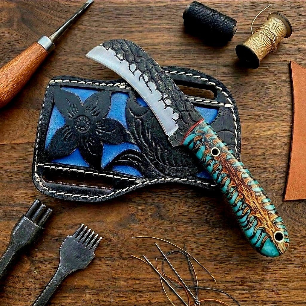 KnifeHawkbill with Leather Sheeth #040