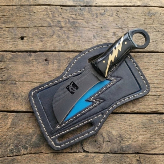 Handmade lineman knife and leather sheath 39