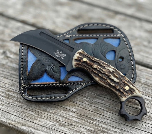 Handmade lineman knife and leather sheath 39