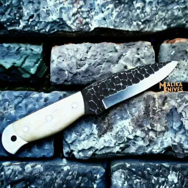 Handcrafted Fixed Blade Skinner Knife with Durable Camel bone Handle-0037