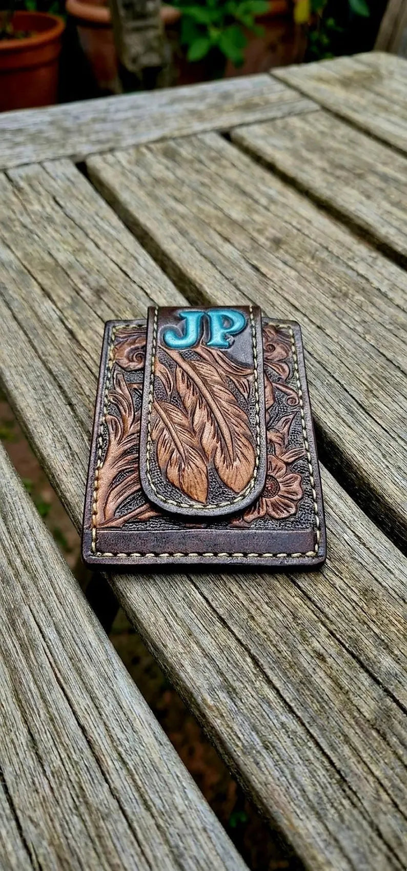 Leather Western Money Clip Wallet