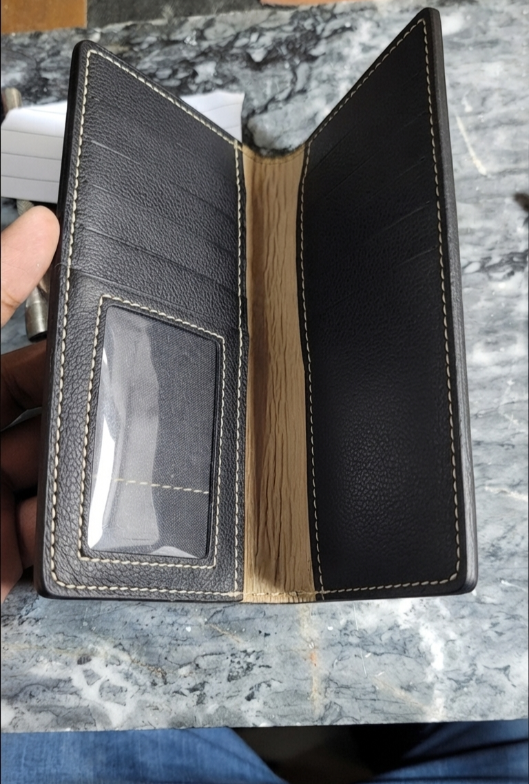 Black Leather Cowhide Transmission Wallet