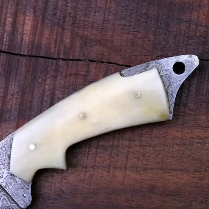 Damascus Skinner Knife with Camel Bone handle