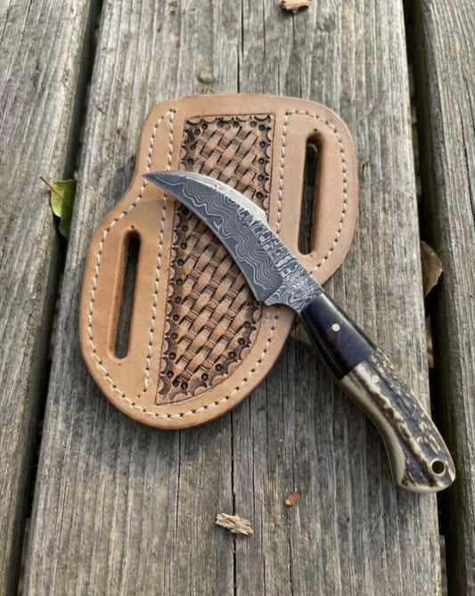 Lineman knife with stag horn handle