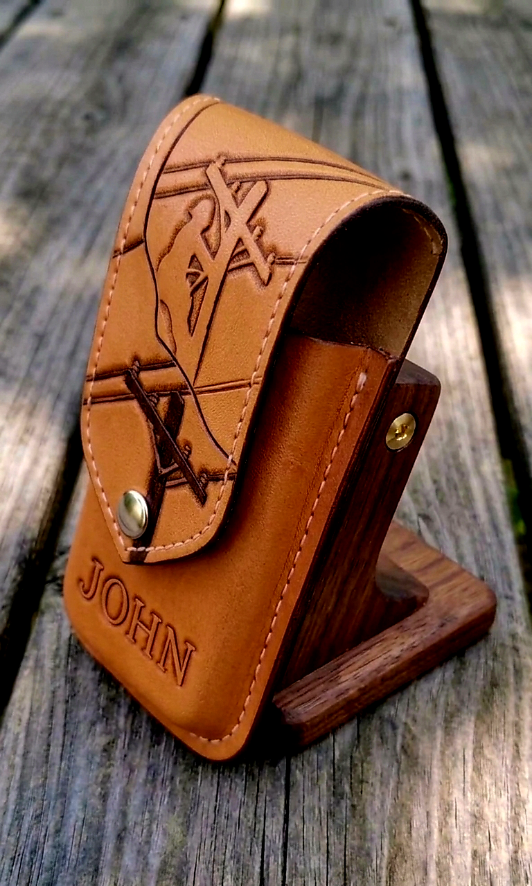 Personalized Lineman Leather Phone Case