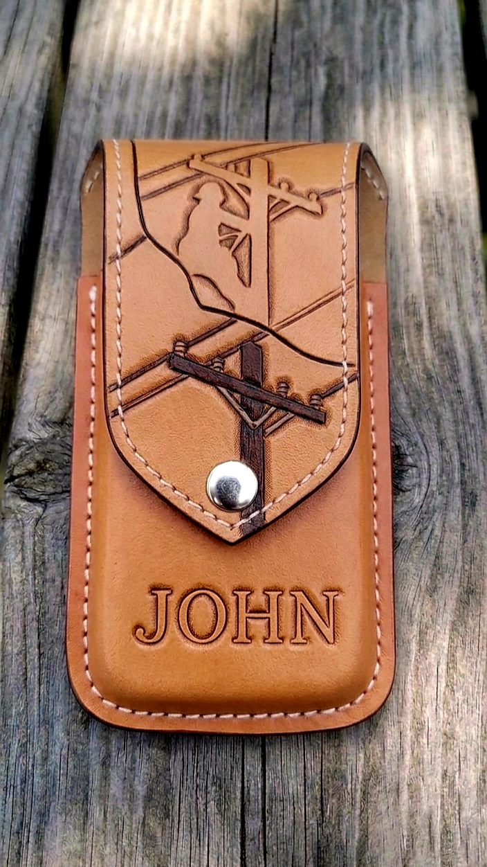 Personalized Lineman Leather Phone Case