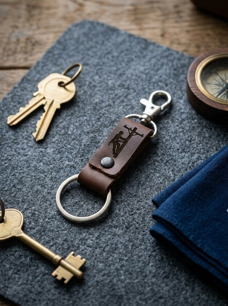 Lineman Leather Keychain