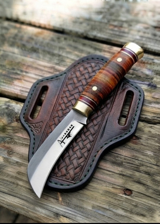 Hawkbill knife with leather handle 49