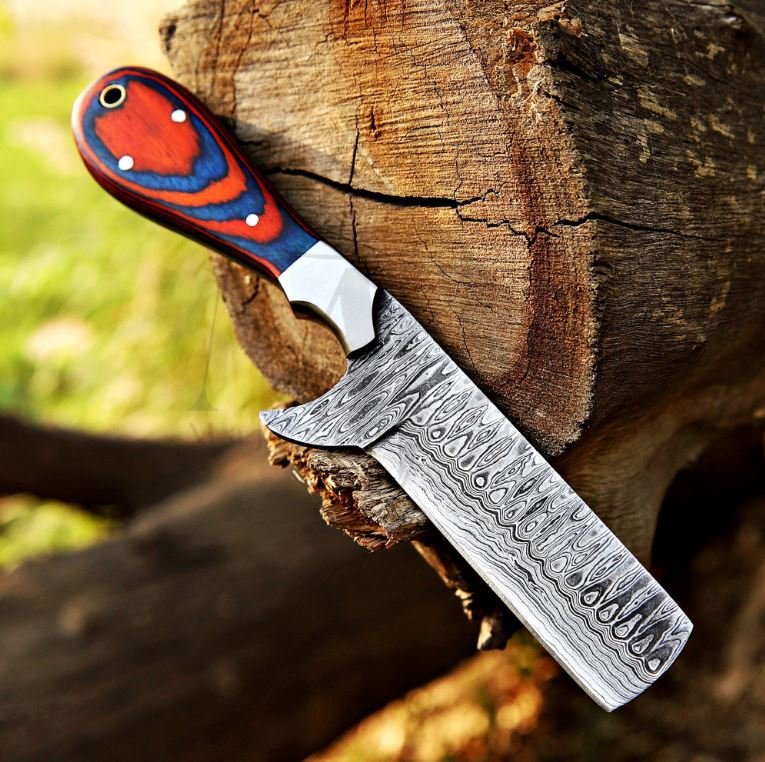 Damascus Bull Cutter Knife VG10 Cowboy Ranch Knife