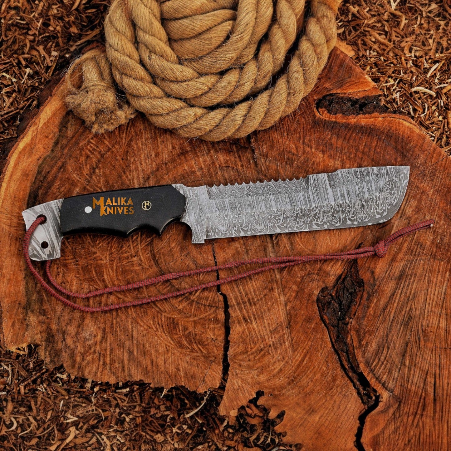 Bowie Knife 13” Damascus Steel | Malika Knives