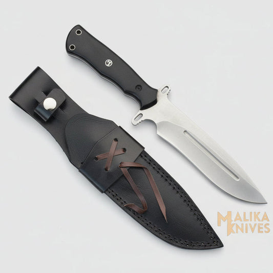 Drop Point Bowie Knife D2 Steel G10 Handle