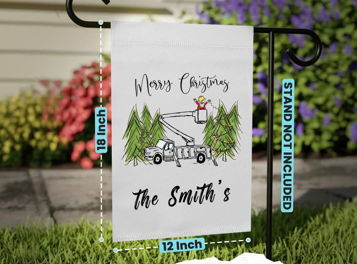 Lineman Christmas Garden Flag