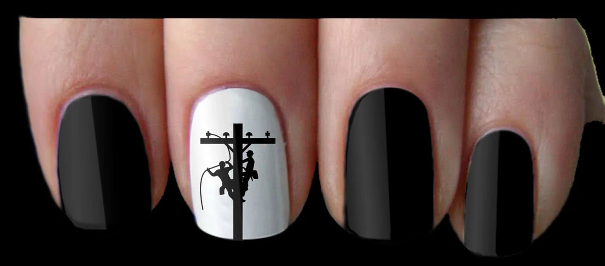 Lineman Electrician Nail Art Decal Sticker Linewife