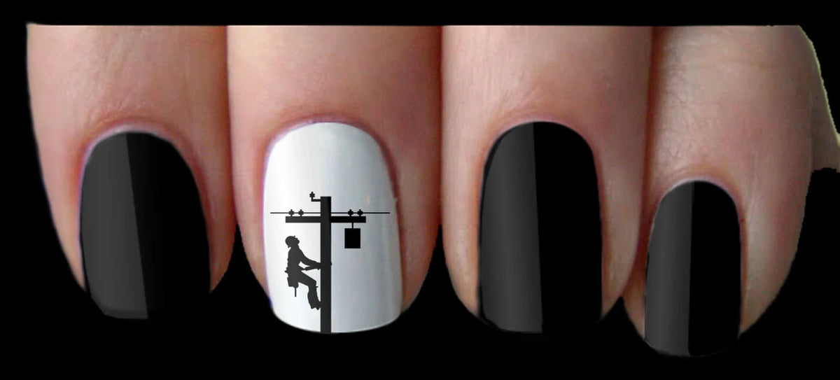 Lineman Electrician Nail Art Decal Sticker Linewife