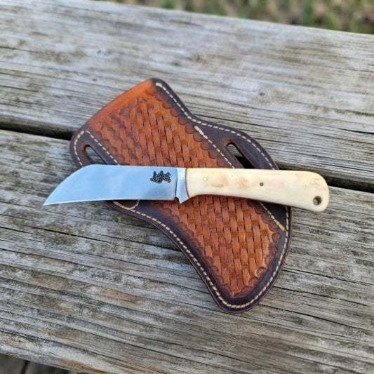 Hawkbill knife with bone handle