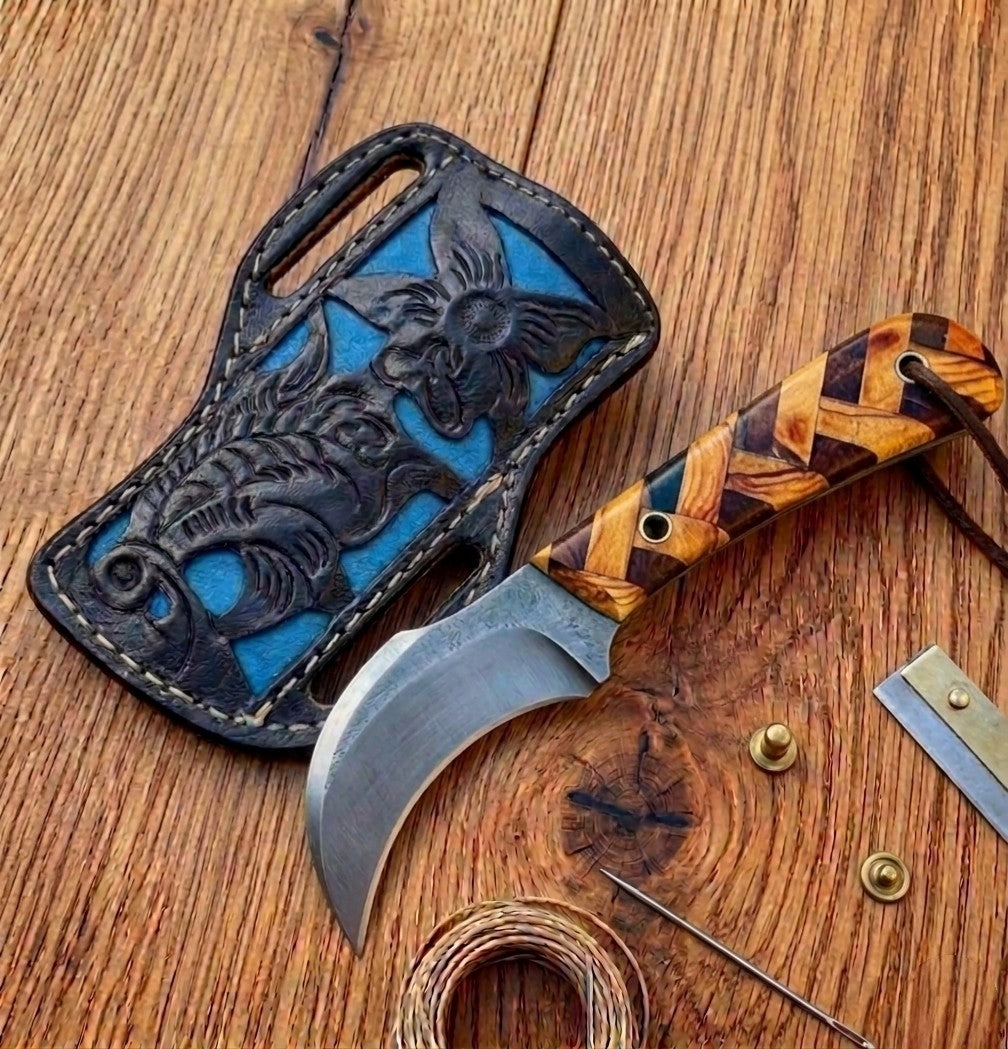 Hawkbill Wooden Handle Knife 37