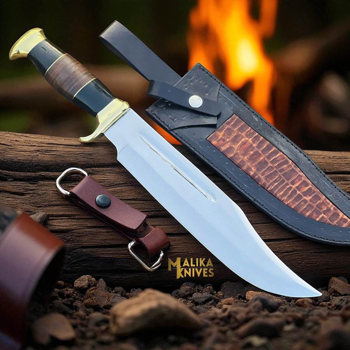 Dundee Bowie Knife D2 Carbon Steel with Bull Horn