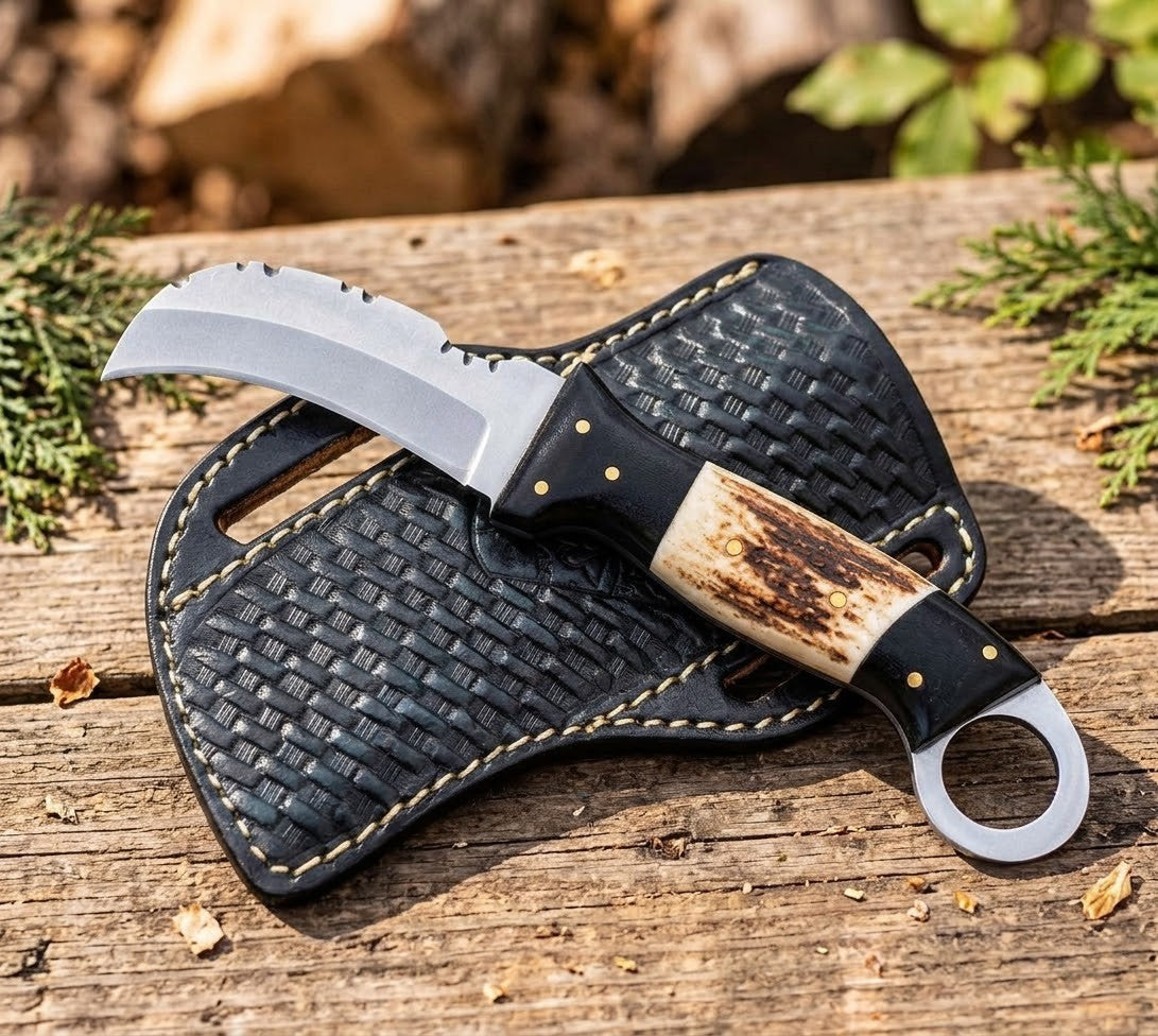 buffalo horn and stag horn Lineman knife