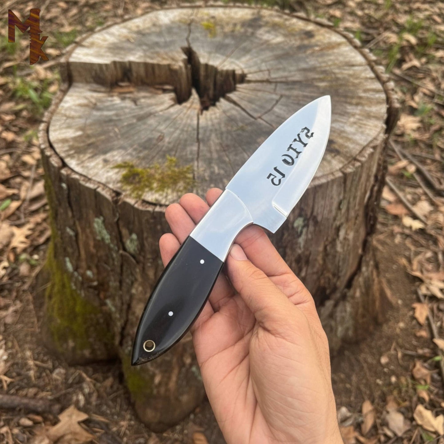 Outlaws D2 Hunting Knife Bull Horn Handle