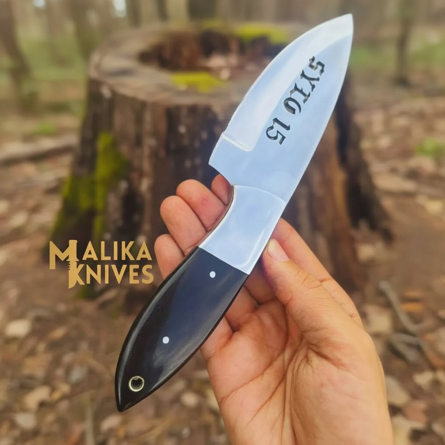 Outlaws D2 Hunting Knife Bull Horn Handle