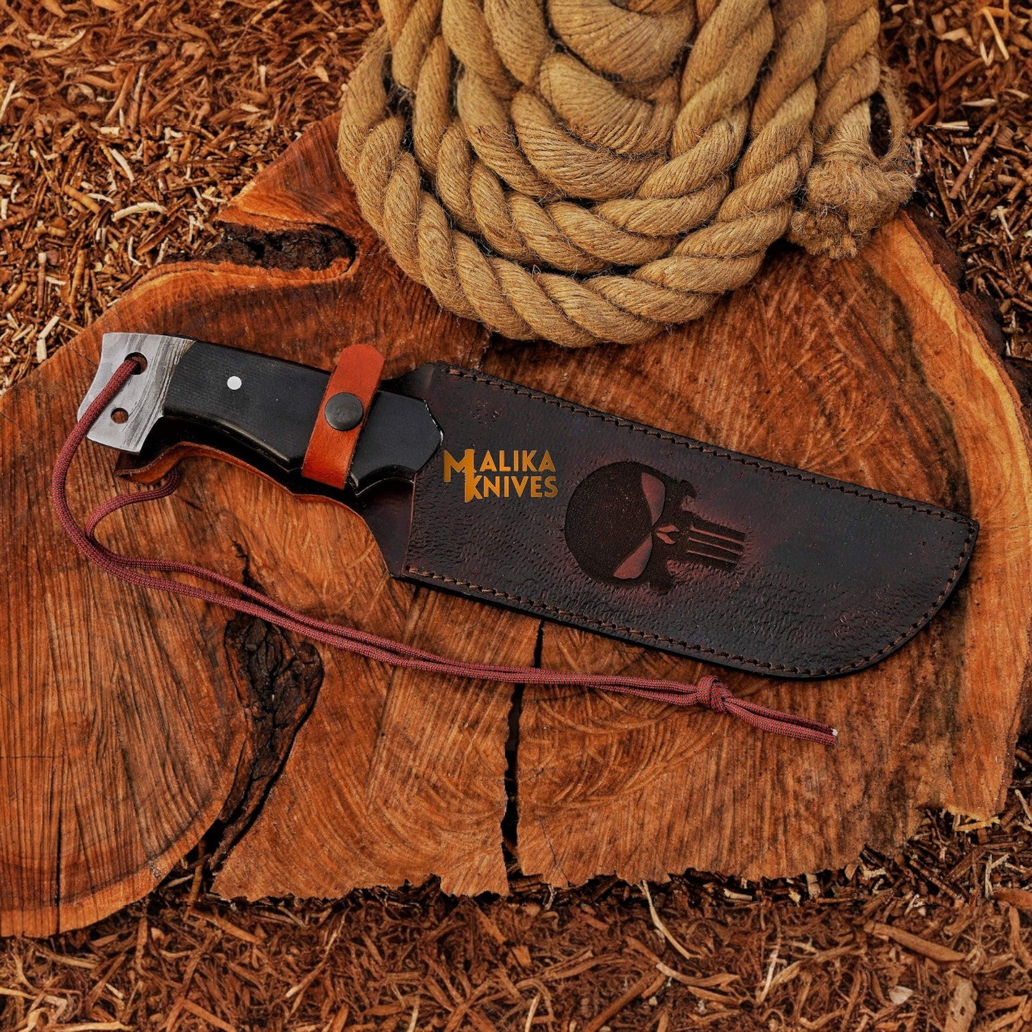 Bowie Knife 13” Damascus Steel | Malika Knives