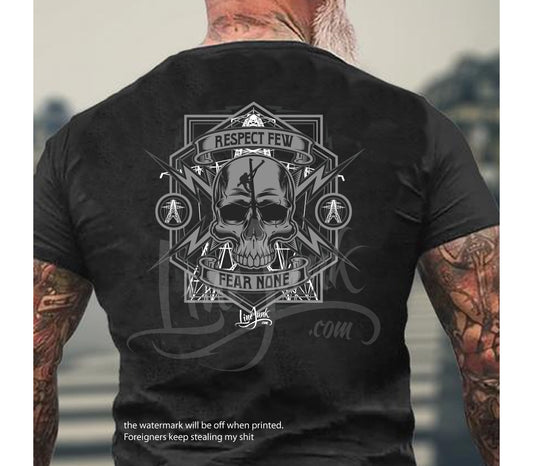 Biker Shirt, T-Shirt, Skull, Fear None, Respect Few, Men Biker Shirt, T-Shirt, Skull, Fear None, Respect Few, Men