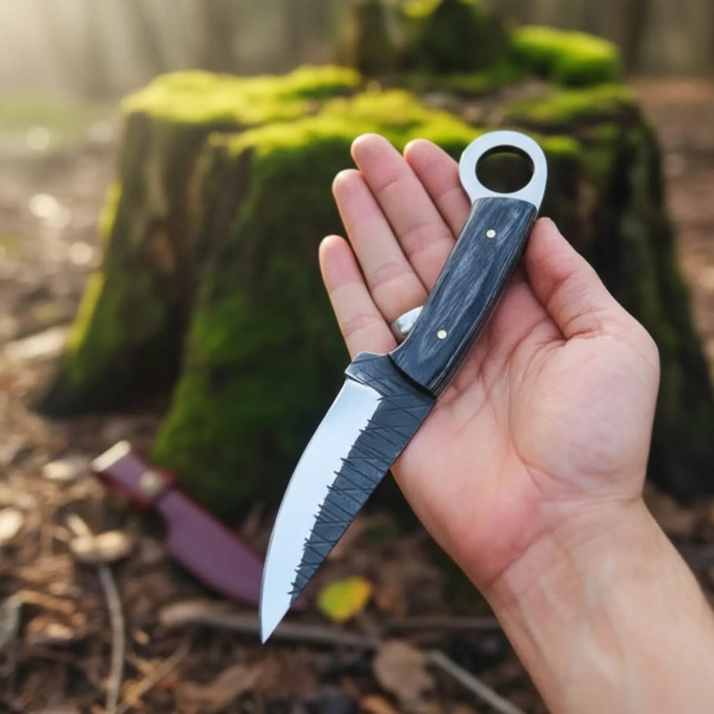 RingTail D2 Hunting Knife Pakka Wood Handle
