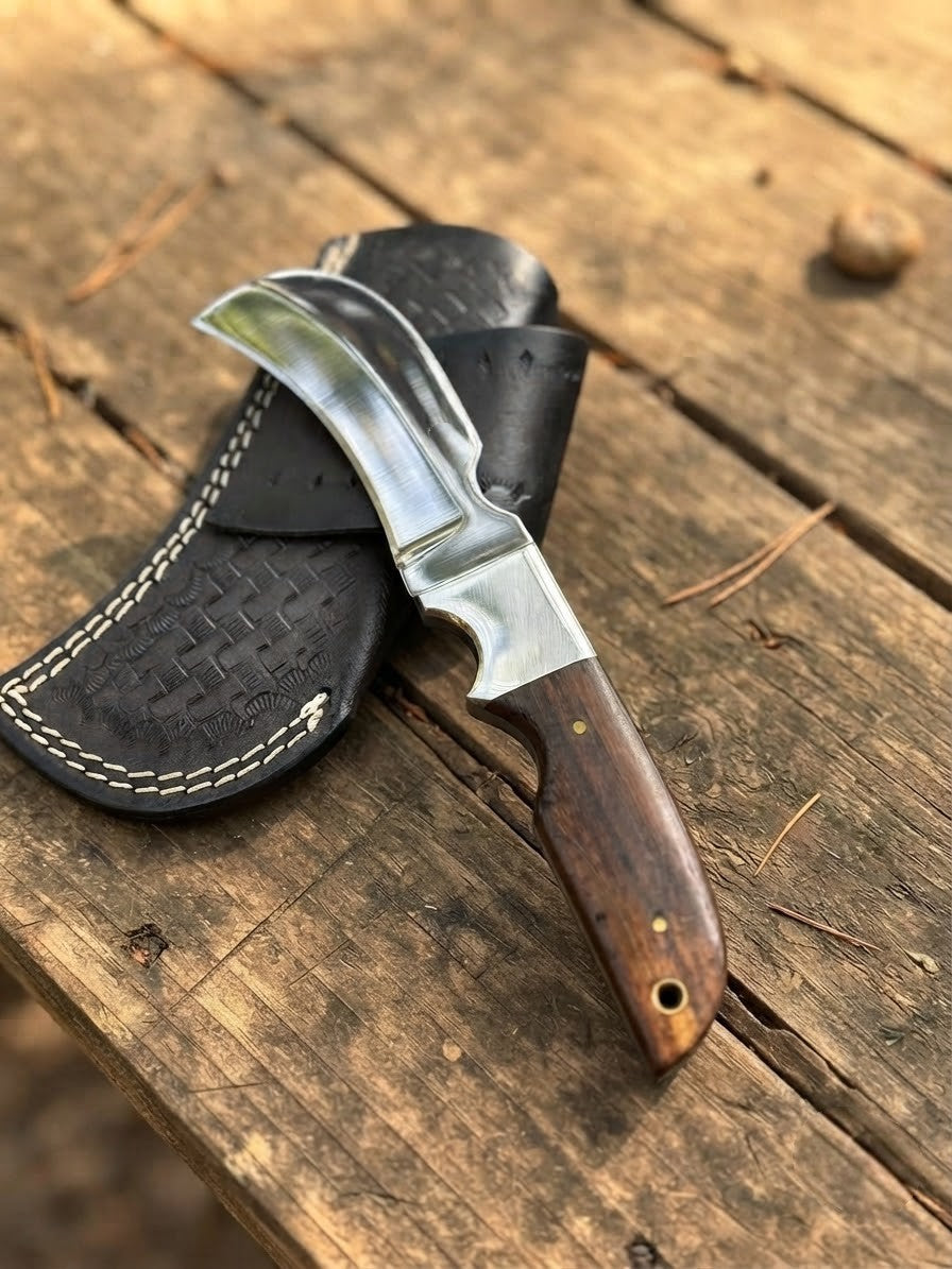 Hawkbill knife rose wood handle details 219