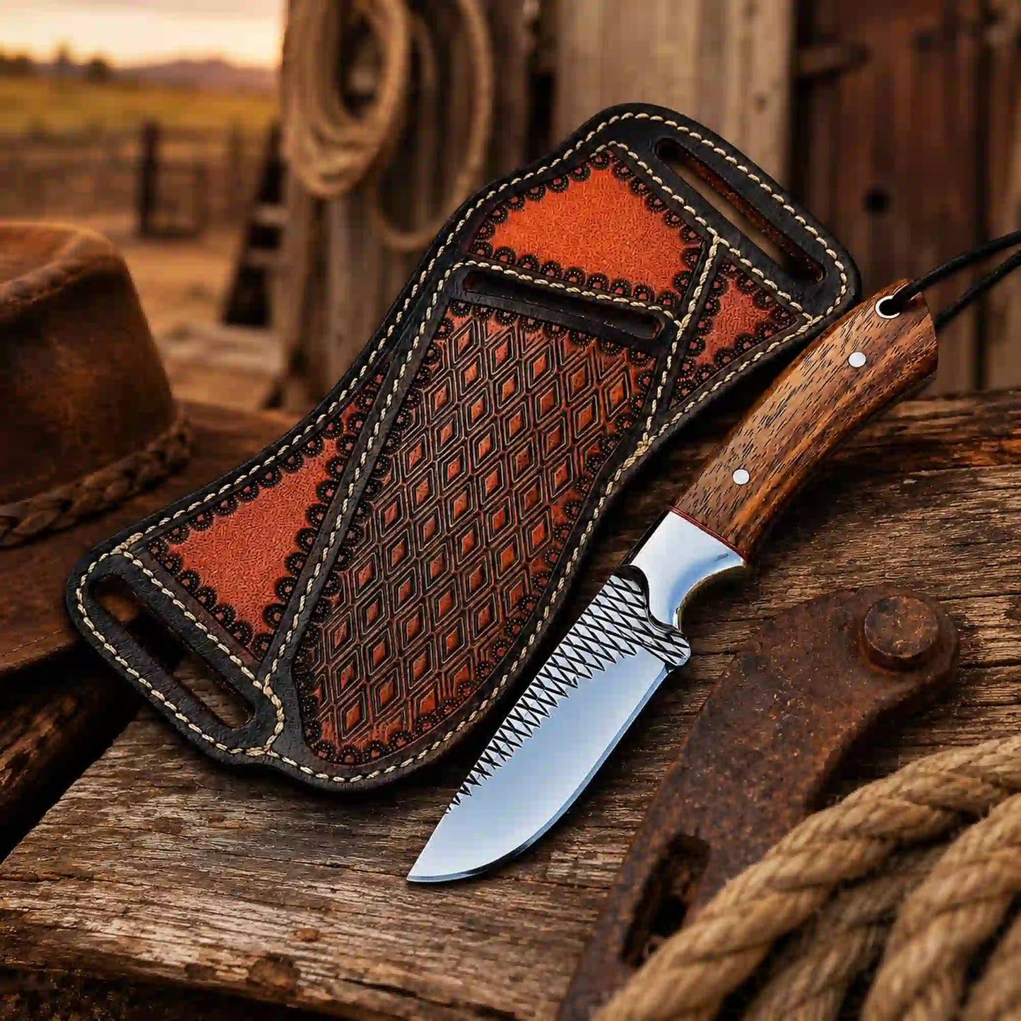 Buckaroo Knife | Rasp Steel with Rosewood Handle